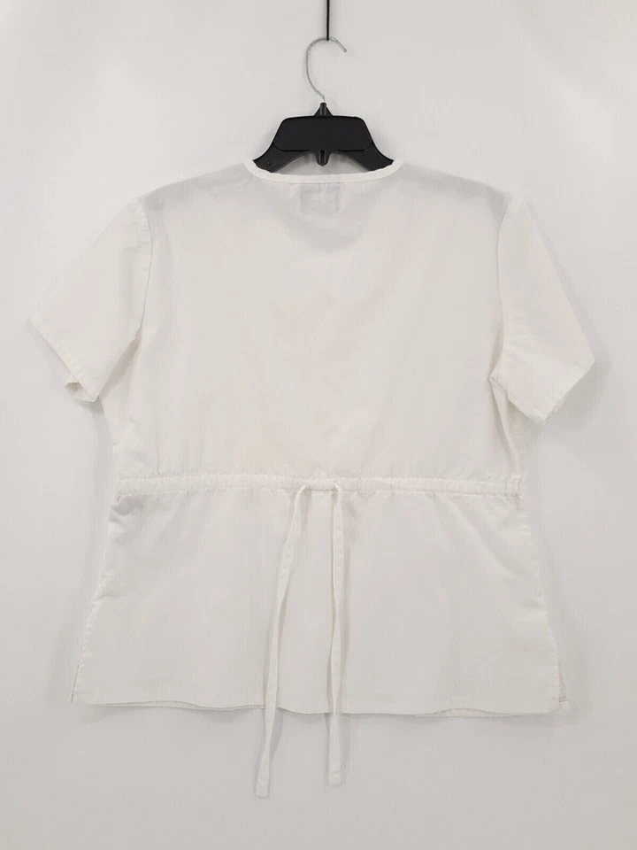 Blusa Médica Black Star para Mujer XS Color Blanco Manga Corta Bolsillos Cruzados con Corbata Foto 2 de 4