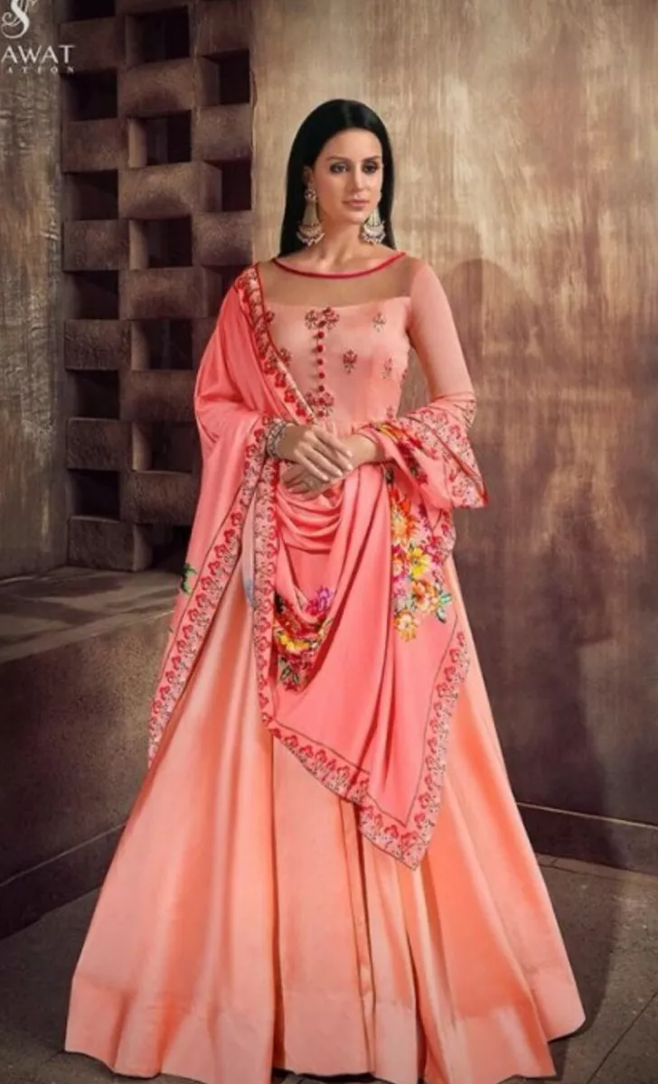 Elegant Beaded Long Sleeve Peach Pink A-line Formal Dress - Lunss