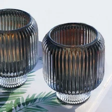 Grey Votive Candle Holders for Table Centerpiece Set of 2 Glass Votive Candle...