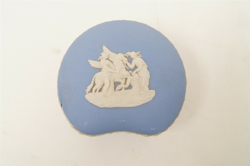 Wedgwood White On Blue Jasperware Trinket Dish Made In England