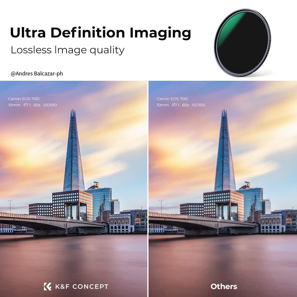 58mm ND1000 Neutral Density Filter for Camera Lenses Waterproof 10Stop