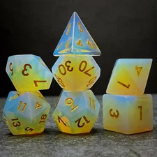 Sage's Treasures -Captured Sunset Gemstone Polyhedral Dice Set Dungeons Dragons 
