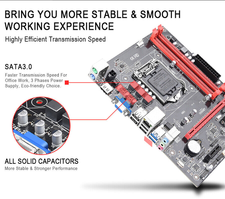H81 Motherboard w/Dual Channel DDR3 For Intel i5/i7/Celeron
