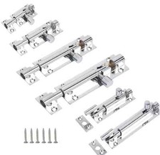 Chrome slide bolt Bathroom Toilet shed Door Lock Catch Latch Small, Medium,Large