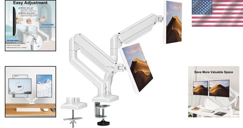 Gas Spring Dual Monitor Stand for 13-32 Inch Displays - Ergonomic and Adjustable - Picture 2 of 9