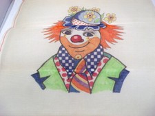 Vintage Tamara HAPPY TRAMP CLOWN Hand Painted Needlepoint Canvas So Detailed 