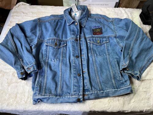 vintage DISNEY'S TOY STORY PROMOTIONAL PRODUCTS DENIM Coat Jacket LARGE - Picture 1 of 4