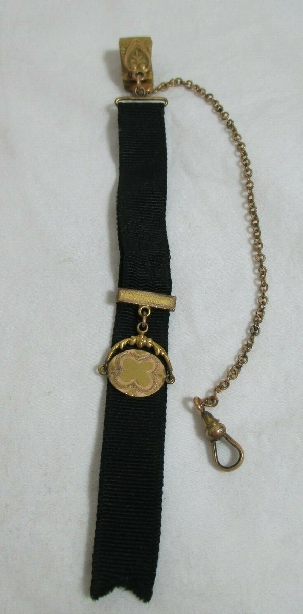 Vintage George L Paine Co Black Ribbon Watch Chain Fob