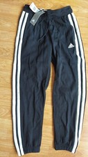 NWT 60 Men  s Adidas Sweat Pants Three Stripes, Black Pant Joggers Drawstring