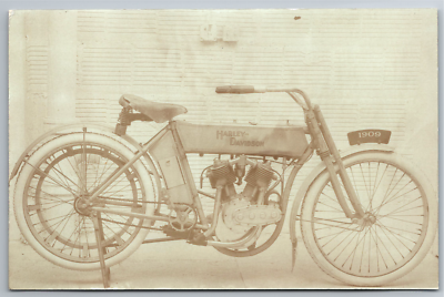 REPRINT RPPC Postcard 1st Official Harley Davidson V Twin