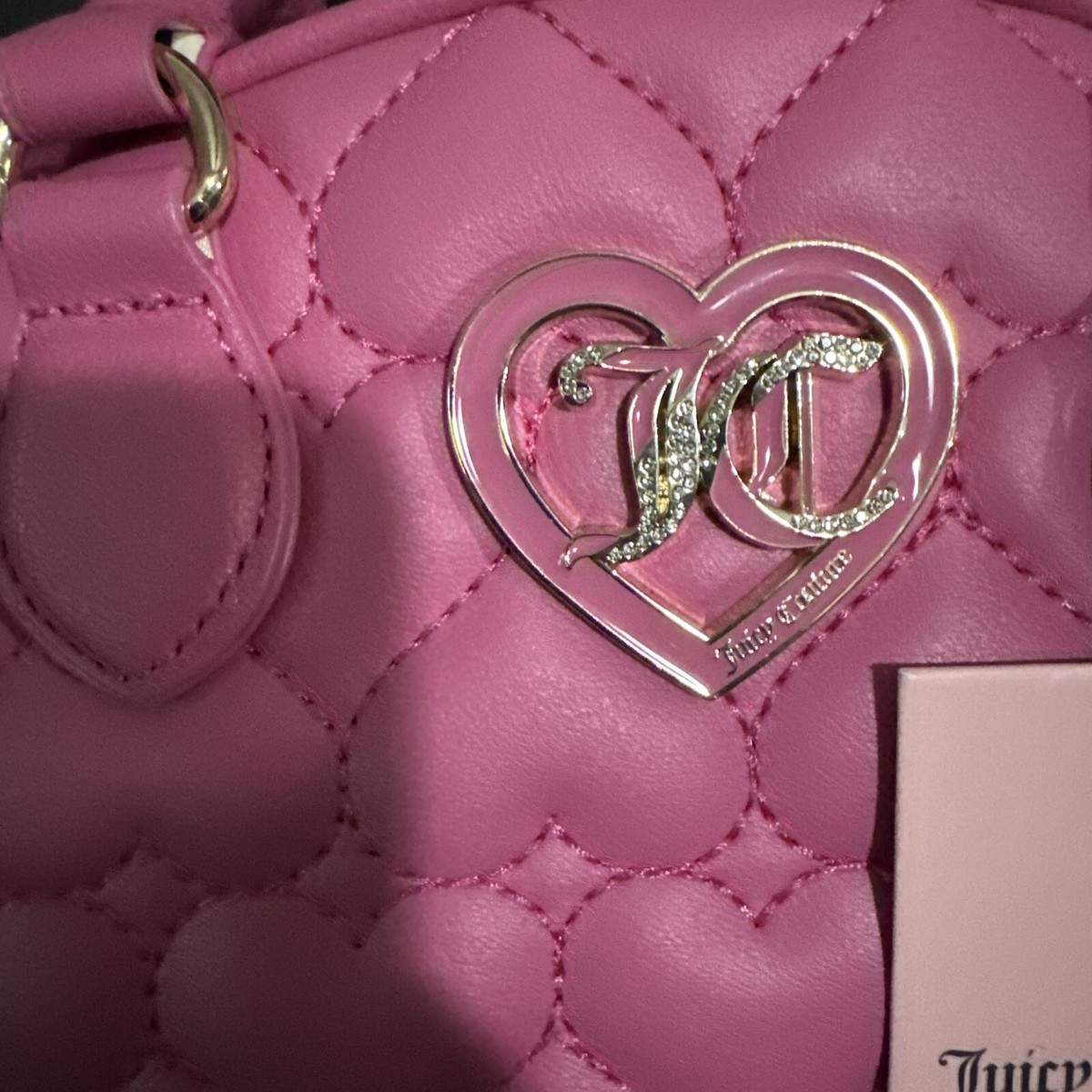 NWT JUICY COUTURE HEART QUILTED JUICY PINK DOME SATCHEL W HEART