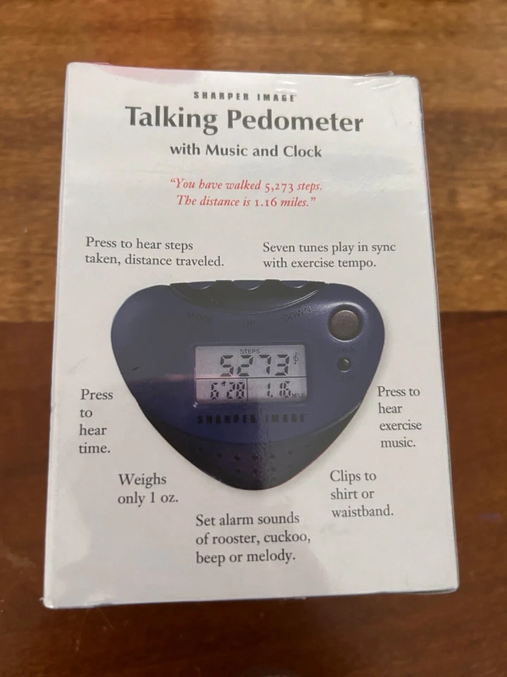 Podómetro parlante Sharper Image EB 300 con música y reloj, nuevo/sellado de fábrica Foto 2 de 2
