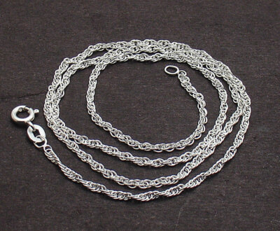 18'' Glänzend Glatt Gedreht Seil Oval Gliederkette Halskette Echt Sterlingsilber 925 