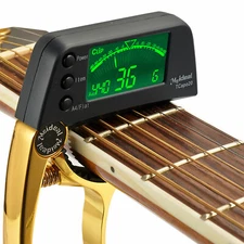 Professional Clip-On Tuner for All Instrument -with Capo Guitar, Ukulele, Violin