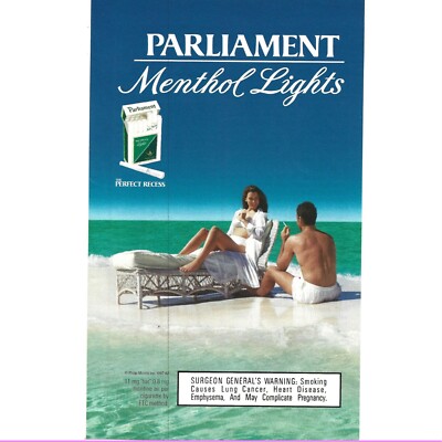 Parliament Menthol Lights Vintage 1990s Print Ad