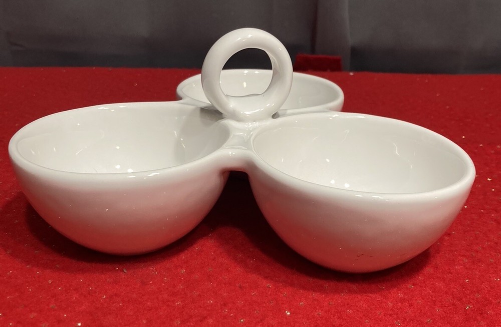 Ceramic Dish / 3 Part Dish / Nut Dish, Relish Dish ,Condiment Dish From Portugal
