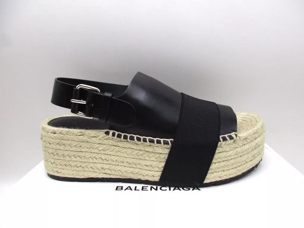 Balenciaga Black Espadrille Wedge Sandals Platforms 35 5 eBay