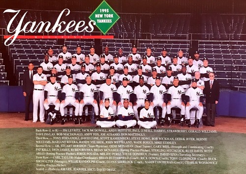 1995 NY Yankees Team Foto aus NY Yankees Magazin 2-seitiges Klappplakat