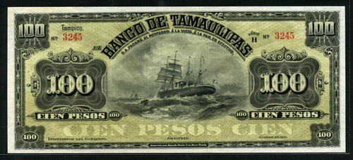 Mexico 1902-1914 Banco de Tamaulipas 100 Pesos S433r2 UNC
