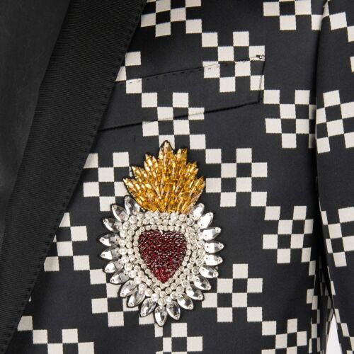 DOLCE & GABBANA MARTINI Crystal Heart Suit Jacket Black White 48 38 M 12311 - Picture 8 of 9