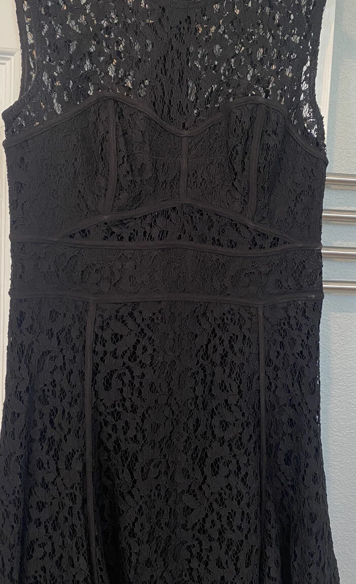 UNDERCOVER Mini abito slip vintage Victoria Secret nero in pizzo taglia 4 bustier trasparente