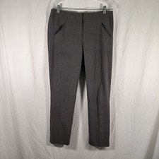 Tahari Arthur S Levine Dress Pants Women's 10 Solid Grey Pockets Mid Rise
