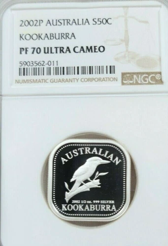 2002 AUSTRALIA SILVER 50 CENTS S50C KOOKABURRA NGC PF 70 ULTRA CAMEO POP 4