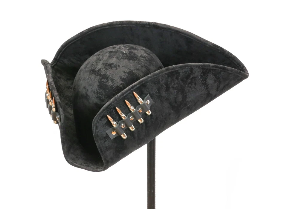 Black Pirate Hat Real .223 M16 Rife Bullet Copper Tips Costume Corsair Cosplay - Image 2 of 4