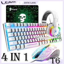 Wired Mechanical Feel Gaming Keyboard and Mouse Set Rainbow LED 104 Keys,2400DPI