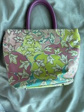 EMILIO PUCCI Flower pattern canvas/leather tote handbag multicolor