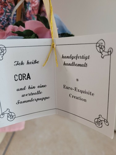 Porzellan Puppe, Cora, Euro-Exquisite-Creation mit Zertifikat, Sammlerpuppe - Bild 6 von 11