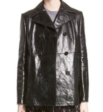 Valentino Double Breasted Leather Coat / Jacket - Us Size 4 / Ita 34