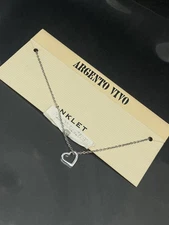 Argento Vivo Sterling Silver 925 Heart Love Charm Chain 8.25-9.25” Anklet NWT