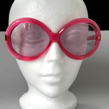 Vintage Oversized Italian Pink Sunglasses Swank Italy Round Oval Frame Mod 1960s
