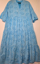 Dress  Cotton 2XL Lined Sky Blue  Boho Maxi Flowy Swing