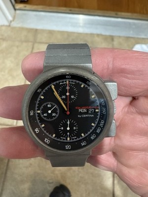Certina Audi Sport Chronograph Automatic Vintage Watch 41MM Case 1980's Titanium