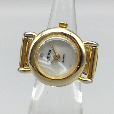 #ad Vintage Futura Ring Watch Womens 18mm MOP Dial Gold Tone New Battery $26.99
