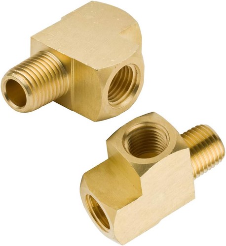 Brass Street Tee 1/8 NPT Male Female Pipe Fitting Barstock T Splitter 2 Pack