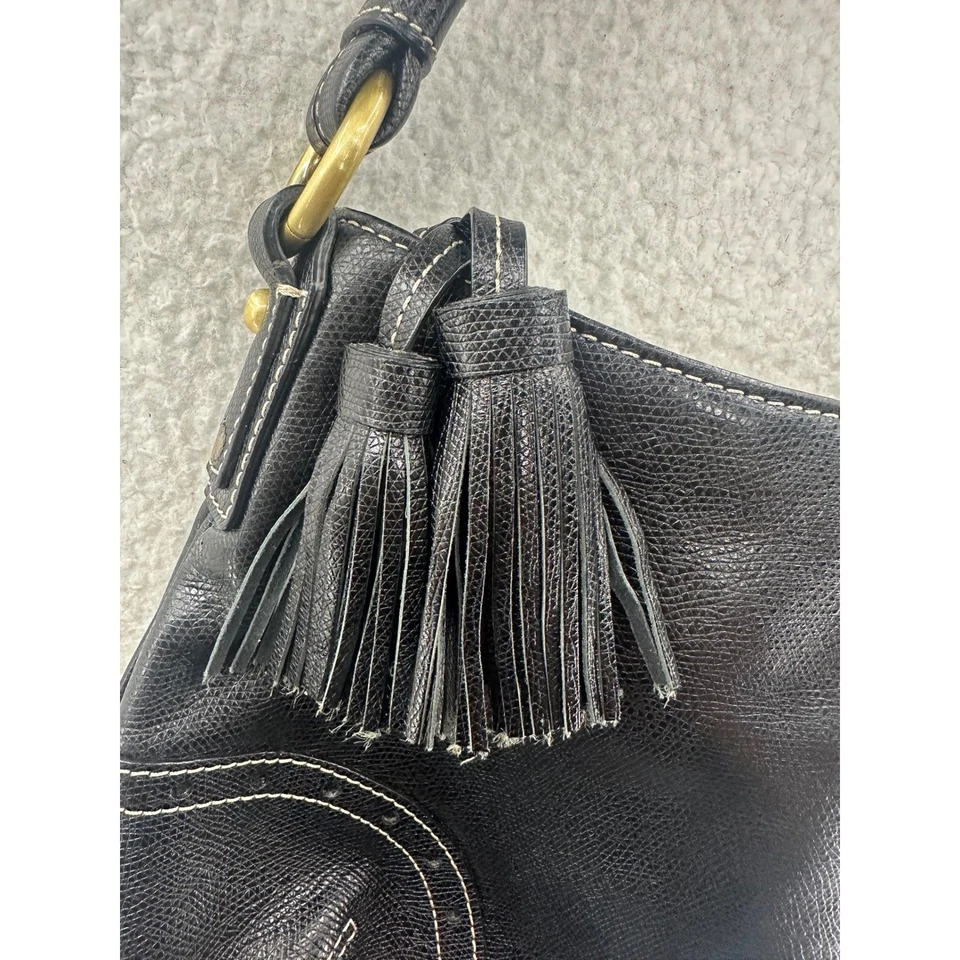 Bolso Hobo Talbots de Cuero Negro con Borla Bolso de Hombro Foto 3 de 4