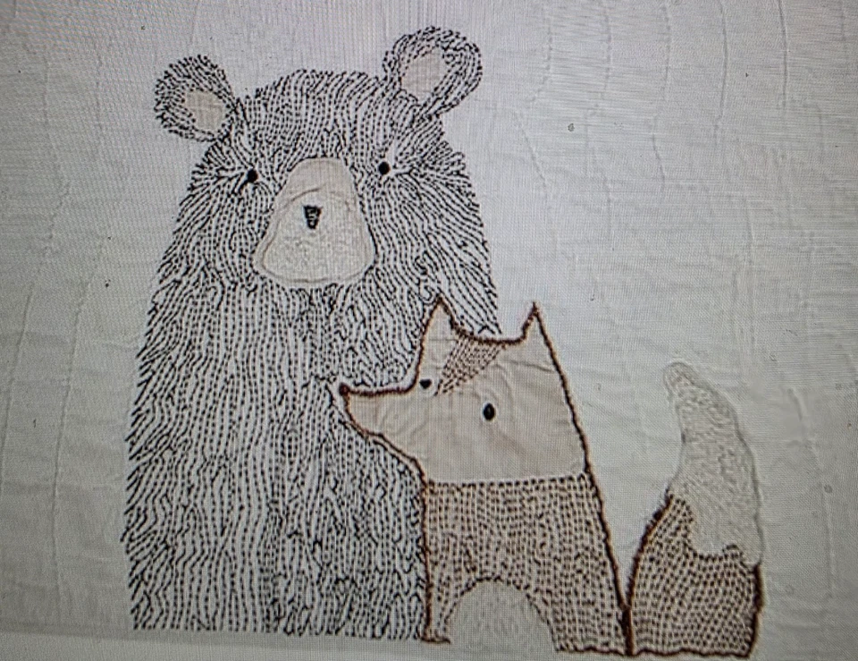 Edredón Pottery Barn Kids Asher Baby Woodland Creatures algodón Sherpa 36”x50” nuevo con etiquetas Foto 2 de 3