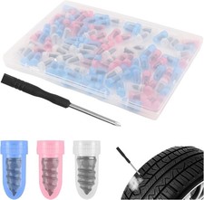 100PCS Tire Repair Screws Kit With Screwdriver 3 Sizes Rubber Plugs Flat Tires