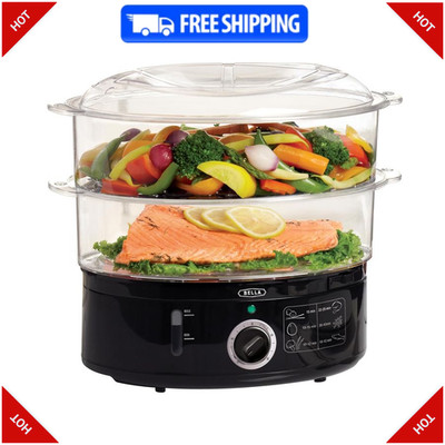 BELLA 7.4QT Two-Tier Food Steamer, Auto Shutoff & Boil Dry Protection