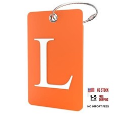 Luggage Tag Initial &ndash; Fully Bendable Tag w/Stainless Steel Letter L Orange
