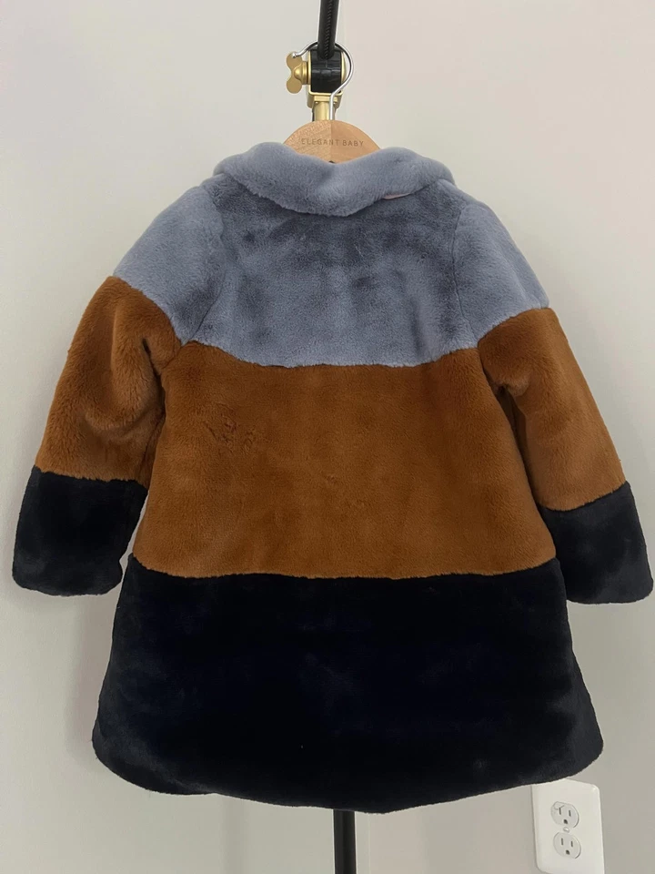 Розовый курица искусственного меха Kate пальто, желтовато-коричневый/синий/коричневый/темно-синий - Изображение 3 из 4