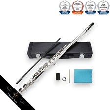 Flute 16 Holes C Key E Mechanism Silver with Case Beginnerfriendly Responsive