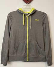 Fila Sport Womens Medium Gray Full-Zip Hooded Logo Lightweight Jacket M438