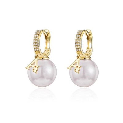 Hoop Earrings 14K Gold Plated Cubic Zirconia Sparkle Star Pearl Dangle Earrings