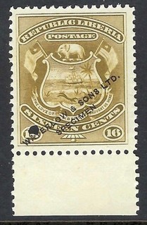Liberia # 39 MNG GREEN SPECIMEN (Sample) 1892 Waterlow