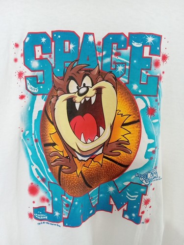 Vintage Kids 90's Space Jam Looney Tunes Tasmanian Devil Taz Shirt Size Medium - Picture 2 of 8