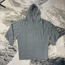 Aerie Oversized Hoodie Womens Small Heather Gray Lined Ribbed Raglan Sleeve